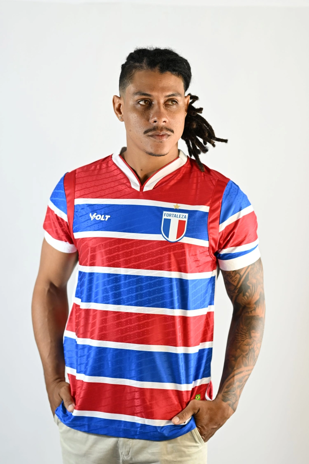 Camisa Jogo 1 Tradição 2025 Escudo Retrô Masculina Tricolor Volt